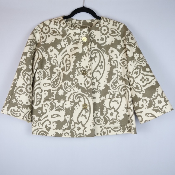 Etro Milano Paisley Print Cropped Overcoat Made In Italy, Size 44 (Medium)